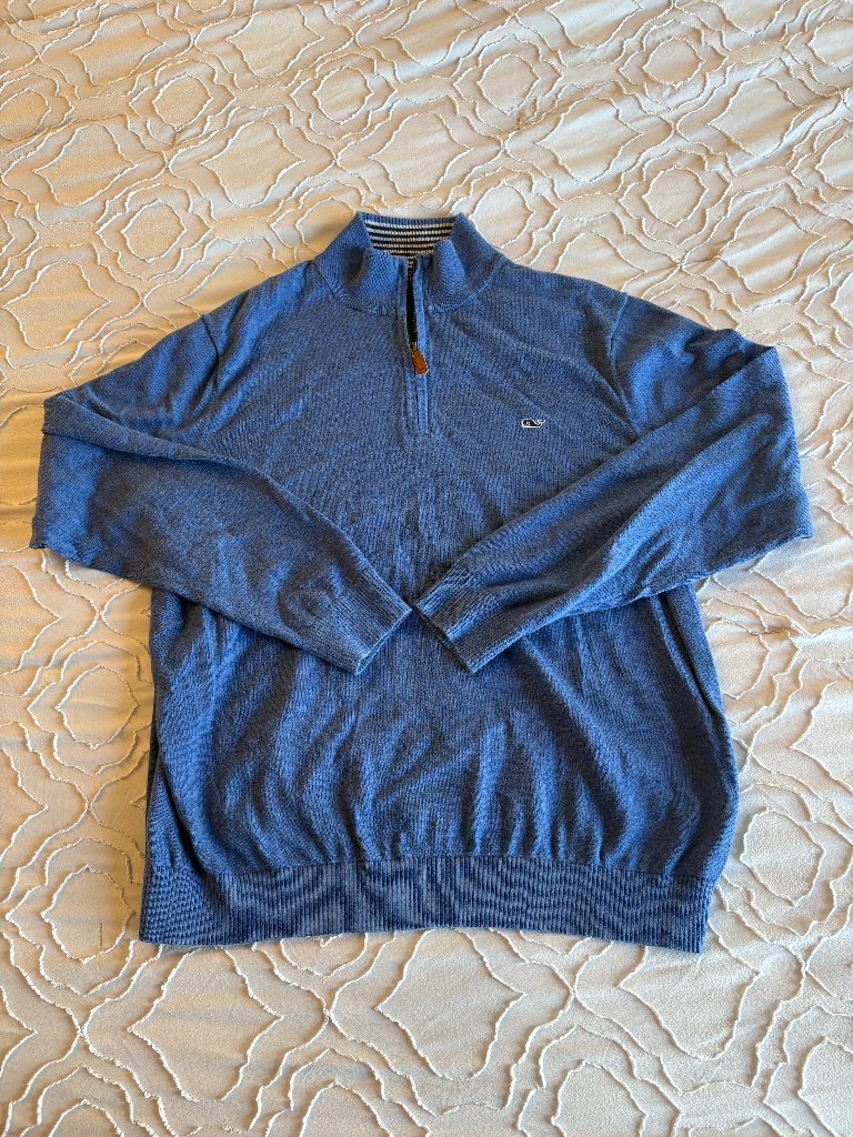Vineyard Vines Palm Beach Cashmere Blend 1/4 Zip Sweater - Light Blue